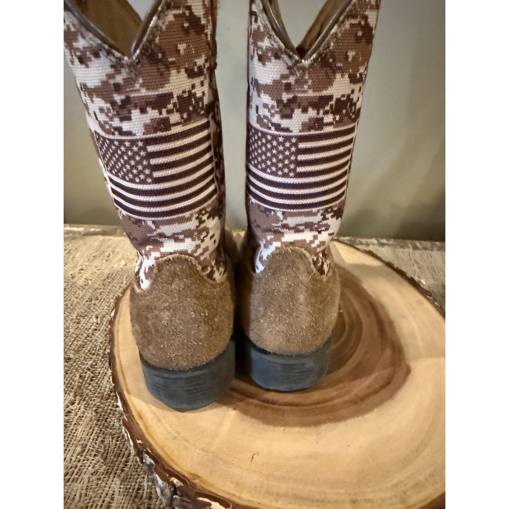 Ariat Kids Sport Patriot Western Boots Camo American Flag Brown Sz-11 - Picture 10 of 15